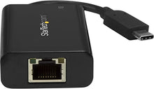 Load image into Gallery viewer, StarTech.com USB C to Gigabit Ethernet Adapter/Converter w/PD 2.0 - 1Gbps USB 3.1 Type C to RJ45/LAN Network w/Power Delivery Pass Through Charging - TB3 Compatible/ MacBook Pro Chromebook (US1GC30PD)
