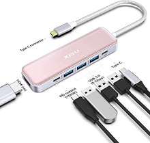 Load image into Gallery viewer, XIDU USB C Hub Multiport Adapter, PhilPort 6-in-1 with HDMI USB C Hub Adapter for MacBook Pro 13/15/16, Dongle USB C Hub to HDMI 4K, 3 USB 3.0 Ports, 100W PD and Compatible More Type-C Devices (Pink)
