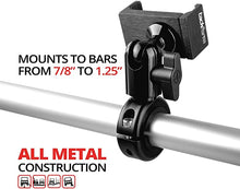 Load image into Gallery viewer, Metal Motorcycle Mount for Phone - by TACKFORM [Enduro Series] - NO Slings Needed. Rock Solid Holder Compatible with Regular and Plus Sized iPhone and Samsung Devices. Industrial Spring Grip
