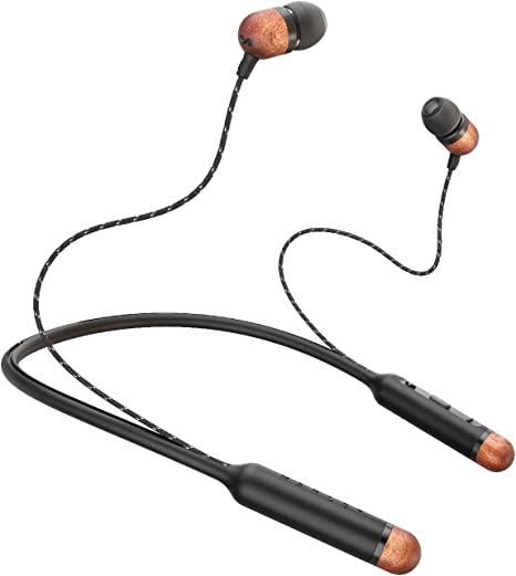 House of Marley Smile Jamaica Wireless: Wireless Neckband Earphones with Microphone, Bluetooth Connectivity, 8 Hours of Playtime, and Sustainable Materials (Black)