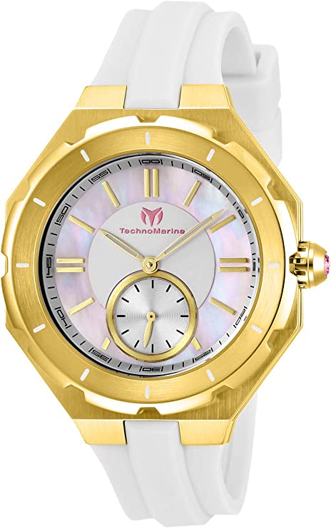 Technomarine Women's Cruise Stainless Steel Quartz Watch with Silicone Strap, White, 17 (Model: TM-118006)
