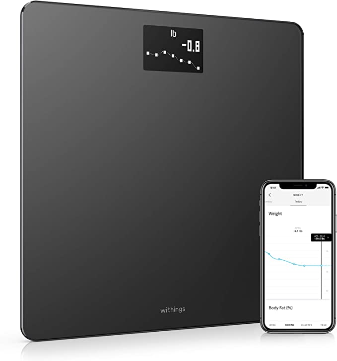 Withings Body Smart Weight & BMI Wi-Fi Digital Scale, with smartphone app, Black