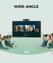 Load image into Gallery viewer, 4K Webcam with Microphone, Web Camera, 106° Wide-Angle Lens, WDR, Dual mics, AI Noise Cancellation, 8X Digital Zoom, USB Webcam 4K, Ideal for Professional Meeting, Video Conference,Remote Education.
