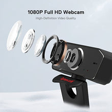 Load image into Gallery viewer, Redragon GW800 1080P PC Webcam with Built-in Dual Microphone, 360° Rotation - 2.0 USB Computer Web Camera - 30 FPS for Online Courses, Video Conferencing and Streaming
