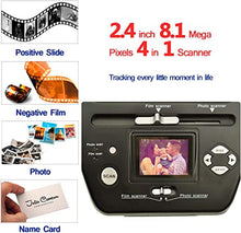 Load image into Gallery viewer, Digital Film &amp; Photo Scanner, High Resolution 16MP Film Scanner with 2.4&quot; LCD Screen, 4 in 1 Scanner Converts 35mm/135 Slides &amp; Negatives Film, Photo, Name Card for Saving to Digital Files, Black
