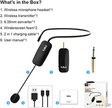 Load image into Gallery viewer, 1Mii Long Range Wireless Microphone, Wireless Headset Mic System,160ft Range, 2.4G Wireless Microphone 2 in 1?Fitness Microphone Headset for Speakers, Voice Amplifier, PA Speakers
