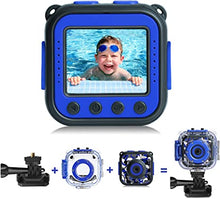 Load image into Gallery viewer, [Upgraded] PROGRACE Kids Waterproof Camera Action Video Digital Camera 1080 HD Camcorder for Boys Toys Gifts Build-in Game(Blue)
