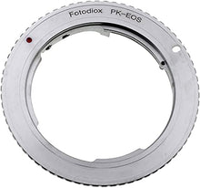 Load image into Gallery viewer, Fotodiox Lens Mount Adapter Compatible with Pentax K Mount (PK) SLR Lens to Canon EOS (EF-S) Mount SLR Camera Body - with Gen10 Focus Confirmation Chip
