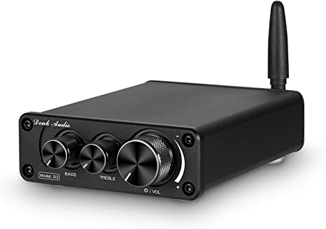 2 Channel Bluetooth 5.0 Power Amplifier 100W Class D Hi-Fi Stereo Audio Mini Amp Wireless Receiver Home Theater Treble Bass Control Douk Audio G3 (Black)