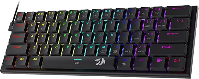 Redragon K614 Anivia 60% Ultra Thin Wired Mechanical Keyboard, Slim Compact 61 Keys RGB Gaming Keyboard w/Low Profile Linear Red Switches and Double-Shot Keycaps for Fast & Accurate Actuation