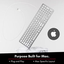 Load image into Gallery viewer, Macally USB Wired Keyboard for Mac - Compatible Apple Keyboard with USB Hub (2X Ports) - Full-Size Mac Keyboard with Number Pad - Plug &amp; Play for MacBook Pro/Air, iMac - Aluminum Frame
