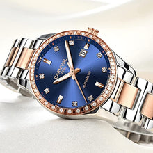 Load image into Gallery viewer, Women's Diamond Automatic Mechanical Rose Gold Stainless Steel Sapphire Waterproof Lady's Elegant Blue Watch

