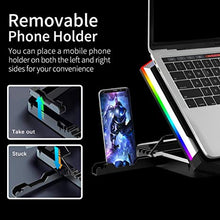 Load image into Gallery viewer, ICE COOREL RGB Laptop Cooling Pad 15 -17.3 Inch, Gaming Laptop Cooler Pad, Laptop Cooling Stand with 6 Quiet Fans and 6 Height Adjustable, LCD Screen and RGB Light, Two USB Ports and One Phone Stand
