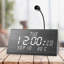 Load image into Gallery viewer, MEKO Wood Digital Alarm Clocks for Bedrooms, Larger LED Display, 3 Levels Brightness, Dual Alarms, 3 Levels Volume Snooze Function and Nightlight Wooden Electric Besides Clock
