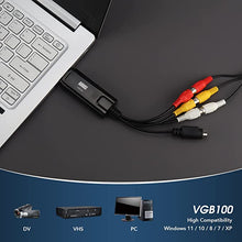 Load image into Gallery viewer, August VGB100 - External USB Video Capture Card - S Video / Composite to USB Transfer Cable - Grabber Lead for Windows 10 / 8 / 7 / Vista / XP
