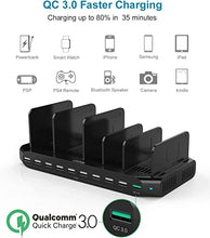 Load image into Gallery viewer, Unitek Fast Charging Station with Quick Charge 3.0, Multi USB Charger Station for Multiple Devices, iPhone, iPad, Tablet, Kindle-Black(UL Certified)
