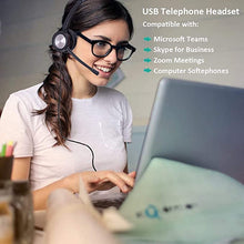 Load image into Gallery viewer, USB Headset with Noise Cancelling Microphone Computer Headphones with Speech Recognition Work from Home PC Laptops Headsets for Skype Microsoft Teams Zoom Softphones Rosetta Stone Gaming
