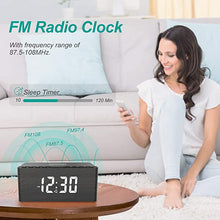 Load image into Gallery viewer, ANJANK Wooden Digital Alarm Clock FM Radio,10W Fast Wireless Charger Station for iPhone/Samsung Galaxy,5 Level Dimmer,USB Charging Port,2 Wake up Sounds,Bedrooms Sleep Timer,Wood LED Clock for Bedside
