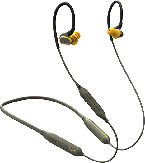 Elgin Rumble Bluetooth Earplug Earbuds, 27 dB Noise Reduction Wireless Headphones with Noise Cancelling Mic, 20 Hour Battery Life, IP67 Waterproof Enclosure, OSHA Compliant Hearing Protection for Work