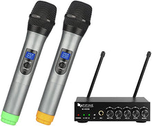 Load image into Gallery viewer, Fifine UHF Dual Channel Wireless Handheld Microphone, Easy-to-use Karaoke Wireless Microphone System-K036
