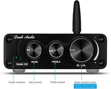 Load image into Gallery viewer, 2 Channel Bluetooth 5.0 Power Amplifier 100W Class D Hi-Fi Stereo Audio Mini Amp Wireless Receiver Home Theater Treble Bass Control Douk Audio G3 (Black)
