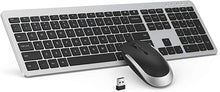 Load image into Gallery viewer, Wireless Keyboard and Mouse Combo - seenda Full Size Slim Thin Wireless Keyboard Mouse with On/Off Switch on Both Keyboard and Mouse - (Black and Silver)
