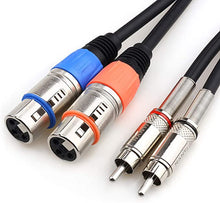 Load image into Gallery viewer, NANYI Dual XLR to 2RCA Microphone HiFi Audio Cables for Amplifier Mixer Microphone Heavy Duty Portable Professional Speaker Cables Wire Adapter Connector -10Feet
