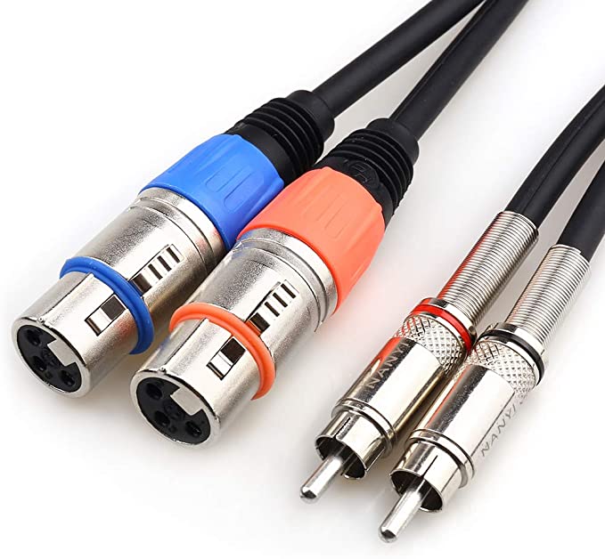 NANYI Dual XLR to 2RCA Microphone HiFi Audio Cables for Amplifier Mixer Microphone Heavy Duty Portable Professional Speaker Cables Wire Adapter Connector -10Feet