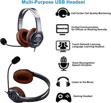 Load image into Gallery viewer, Emaiker Noise Cancelling USB Headphones with Microphone in-Line Controls for Drago Dictation, Over Ear PC Headphones for School Student On-Line Course Office Skype Call Zoom Microsoft Meeting
