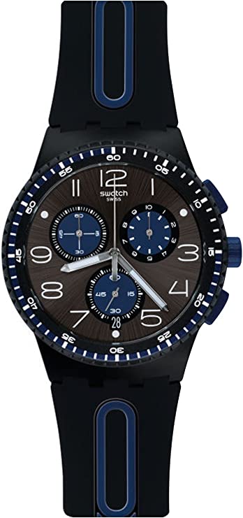 Swatch Power Tracking Quartz Silicone Strap, Black, 20 Casual Watch (Model: SUSB406)
