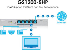 Load image into Gallery viewer, Zyxel 5-Port Gigabit Ethernet Web Managed PoE Switch with 60 Watt Budget [GS1200-5HP]
