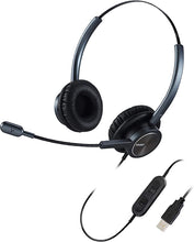 Load image into Gallery viewer, USB Headset with Microphone Noise Canceling Binaural, PC Headphone w/Mic Mute for Computer Office Call Center Business Conference Call Skype Chat Microsoft Teams Voice Recognition Speech Dictation
