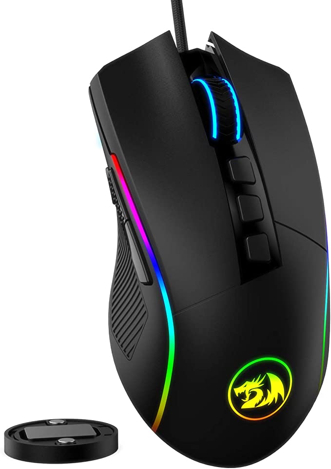 Redragon M721-Pro Lonewolf2 Gaming Mouse, Wired Mouse RGB Lighting, 10 Programmable Buttons, 32,000 DPI Adjustable, Comfortable Grip Ergonomic Optical PC Computer Gaming Mice with Fire Button