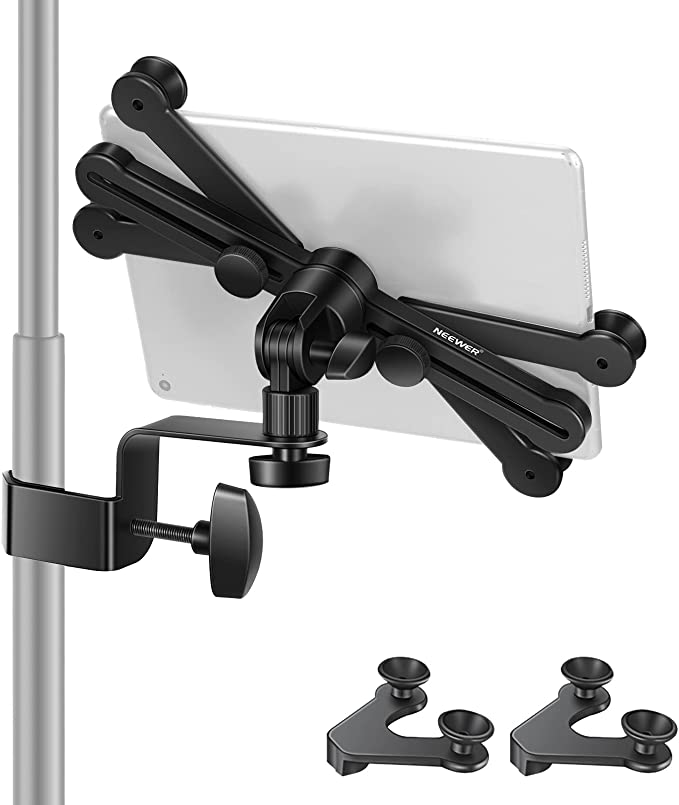 Neewer 7-14 inches Adjustable Tablet Holder Mount with 360 Degree Swivel Clamp for Connecting with Microphone Stand, Compatible with iPad, iPad Pro, iPad Air, Google Nexus Samsung Galaxy