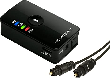 HomeSpot Bluetooth Transmitter for TV Audio Low Latency Wireless Audio Adapter Bluetooth 4.0 no Lip Sync Digital Optical Dual Stream Toslink SPDIF 2 Devices Simultaneously