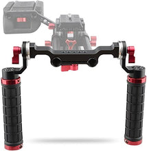 Load image into Gallery viewer, CAMVATE 15mm Rod &amp; Soft Rubber Grip Shoulder Mount Rig with Rosette Standard Accessory for DSLR(Red,M6 Thread,31.8 mm)
