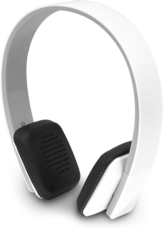 Aluratek Bluetooth Wireless Headphones with Built-in Battery, Stream Audio from iPhone, iPad, Smartphone, Tablet, PC, MAC, Laptop, White (ABH04F)