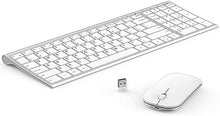 Load image into Gallery viewer, Wireless Keyboard Mouse, Seenda Ultra Thin Small Rechargeable Keyboard and Mouse Set with Number Pad, Aluminum Wireless Keyboard for Windows Laptop Computer, Silver White
