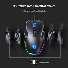 Load image into Gallery viewer, RBG Wired Gaming Mouse INPHIC PG9, 8/14 Programmable Button With 4 Replaceable Side Plates, Brilliant RGB Backlight, Max 10K DPI with 6 Adjustable Level, Ergonomic MMO Gaming Mouse for PC Gaming-Black
