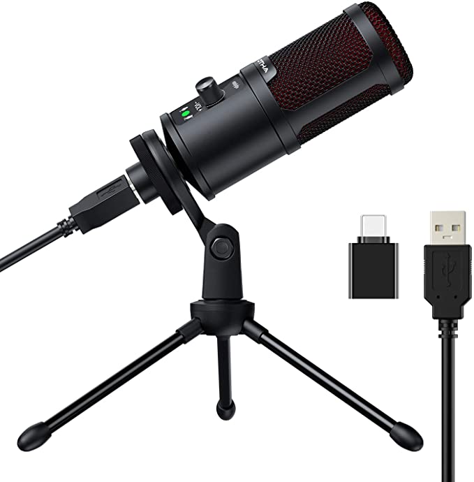 USB Microphone,OTHA PC Mic with Tripod Stand,192KHZ/24bit Professional Microphone with Noise Cancellation for Streaming, Podcast,YouTube,Skype, Twitch