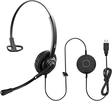 MKJ USB Headset with Microphone for PC Computer Headphones Noise Cancelling for Zoom Meetings Skype Headset for Laptops UC Headphones with Dictation Mic for Microsoft Teams Softphones Rosetta Stone