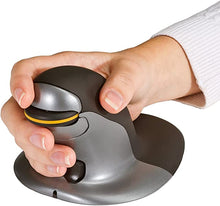 Load image into Gallery viewer, Posturite Penguin Ambidextrous Wired Ergonomic Mouse | USB, Alleviates RSI, Easy-Glide, Vertical Design, PC Computer &amp; Apple Mac Compatible (Black/Silver, Size: Small)
