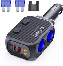 Load image into Gallery viewer, Otium Cigarette Lighter Splitter, Type-C 20W PD Fast USB C Car Charger &amp; Dual QC 3.0 180W 2-Socket Car Adapter for iPhone 12/11/11 Pro/X/8/7, Samsung, Google Pixel, GPS Dash Cam…
