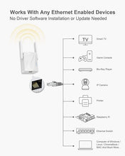 Load image into Gallery viewer, BrosTrend AC1200 Ethernet-2-WiFi Universal Wireless Adapter for Printer, Smart TV, Blu-Ray Player, Game Console, PS4, Xbox
