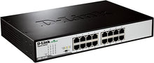 Load image into Gallery viewer, D-Link Ethernet Switch, 16 Port Gigabit Unmanaged Fanless Network Hub Desktop or Rack Mountable (DGS-1016D)
