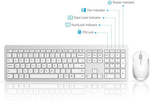 Load image into Gallery viewer, Wireless Keyboard and Mouse Combo - Full Size Slim Thin Wireless Keyboard Mouse with Numeric Keypad with On/Off Switch on Both Keyboard and Mouse - White &amp; Silver
