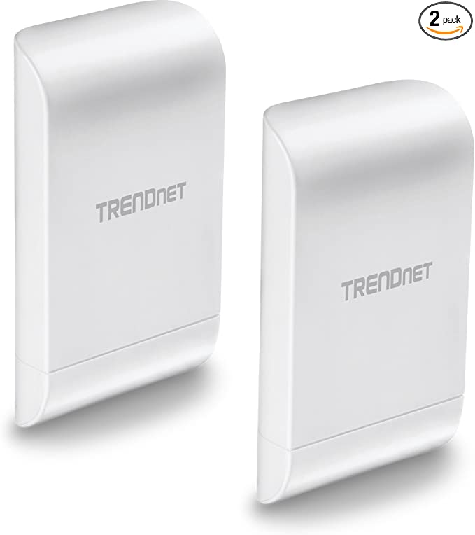 TRENDnet 10dBi Wireless N300 Outdoor PoE Pre-configured Point-to-Point Bridge Bundle Kit, TEW-740APBO2K, 2 x Pre-configured Wireless N Access Points, IPX6 Rated Housing, Built-in 10 dBi Antennas white