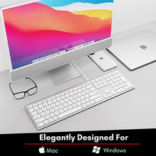 Load image into Gallery viewer, Macally Ultra Slim USB Wired Computer Keyboard - Works as Windows or Mac Wired Keyboard - Full Size Keyboard with 20 Apple Shortcut Keys - Mac Keyboard with Number Pad - Silver Aluminum Finish

