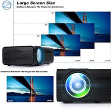 Load image into Gallery viewer, Living Enrichment Mini Projector, Built-in Dual Speaker and Full HD 1080p Movie Video Projector, 50000 Hours Life LED, Compatible with TV Stick, Video Games, HDMI, USB, TF, VGA, AUX, AV Black (LE-203)
