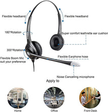 Load image into Gallery viewer, VoiceJoy USB Headset with Quick Disconnect Adapter Computer Headset with Microphone Noise Cancelling, PC Headset Wired Headphones, Business Headset for Skype, Webinar, Call Center
